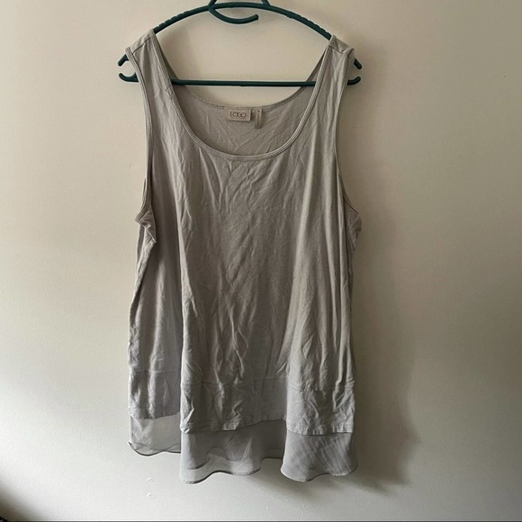 Logo by Lori Goldstein Gray Basic Tank with Chiffon Hem - Picture 1 of 4